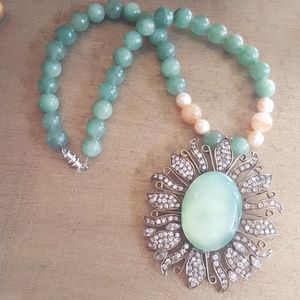Beaded necklace with large pendant